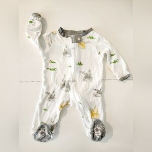 White Bunny Print Kids One Piece